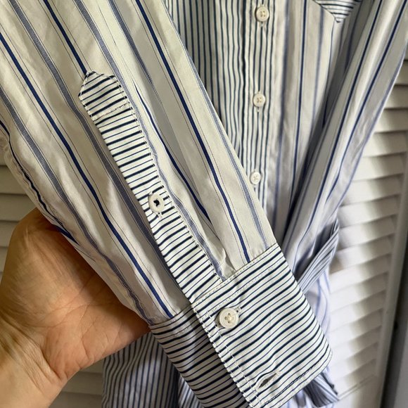 J. Crew Classic-fit cotton poplin shirtdress in mixed stripe Blue & White Size 2 - Picture 2 of 14